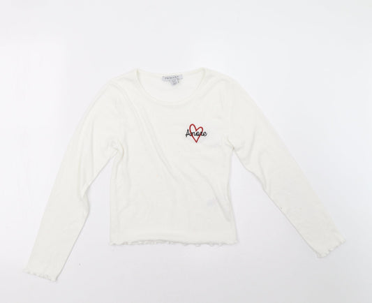 Primark Girls White   Pullover Sweatshirt Size 11 Years