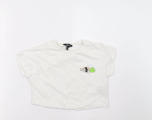 New Look Girls White   Cropped T-Shirt Size 11 Years