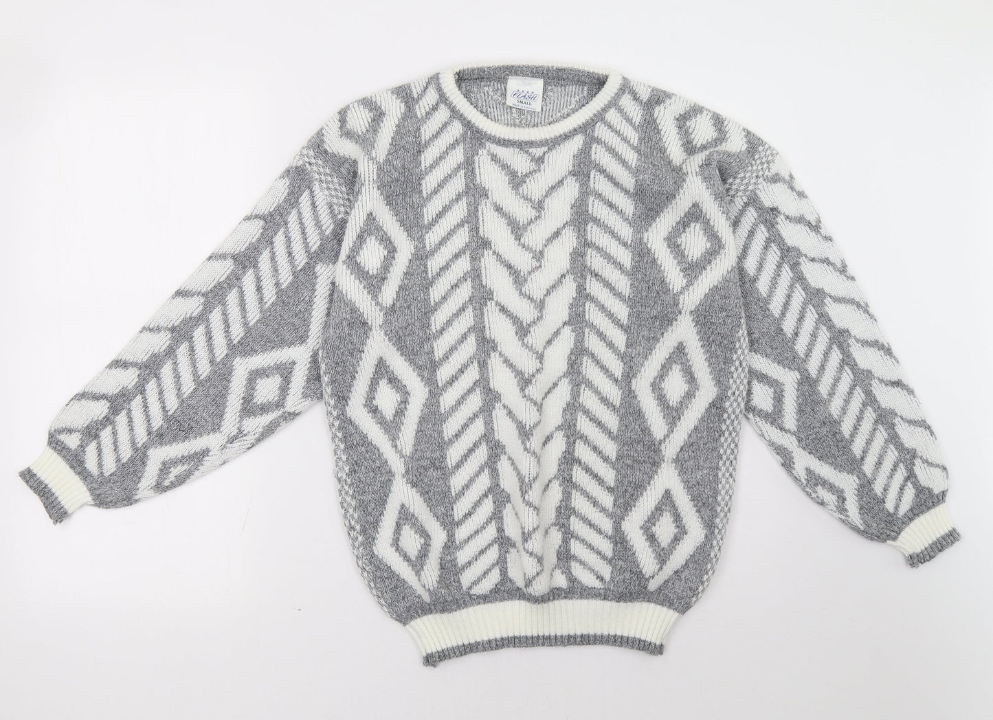 Flash Womens Grey Geometric  Pullover Sweatshirt Size S