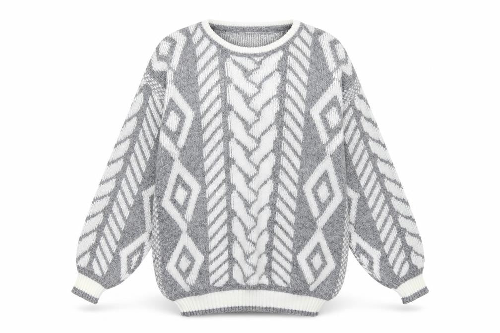 Flash Womens Grey Geometric  Pullover Sweatshirt Size S