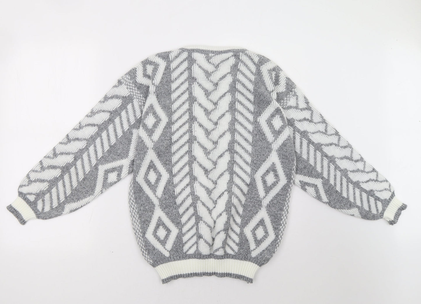 Flash Womens Grey Geometric  Pullover Sweatshirt Size S