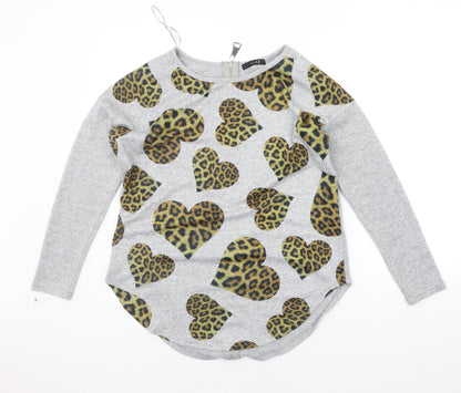 Quiz Womens Grey   Pullover Jumper Size S  - HEARTS