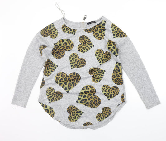 Quiz Womens Grey   Pullover Jumper Size S  - HEARTS