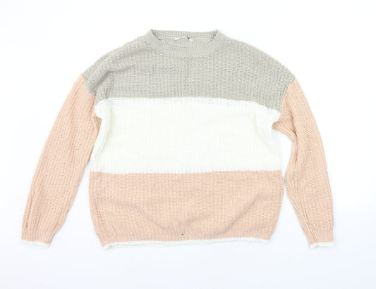 pEP&CO Womens Beige Striped  Pullover Jumper Size M