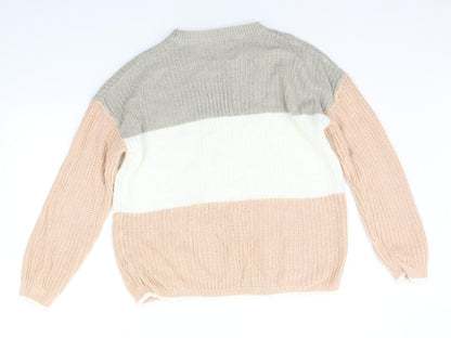 Pep&Co Womens Beige Striped  Pullover Jumper Size M