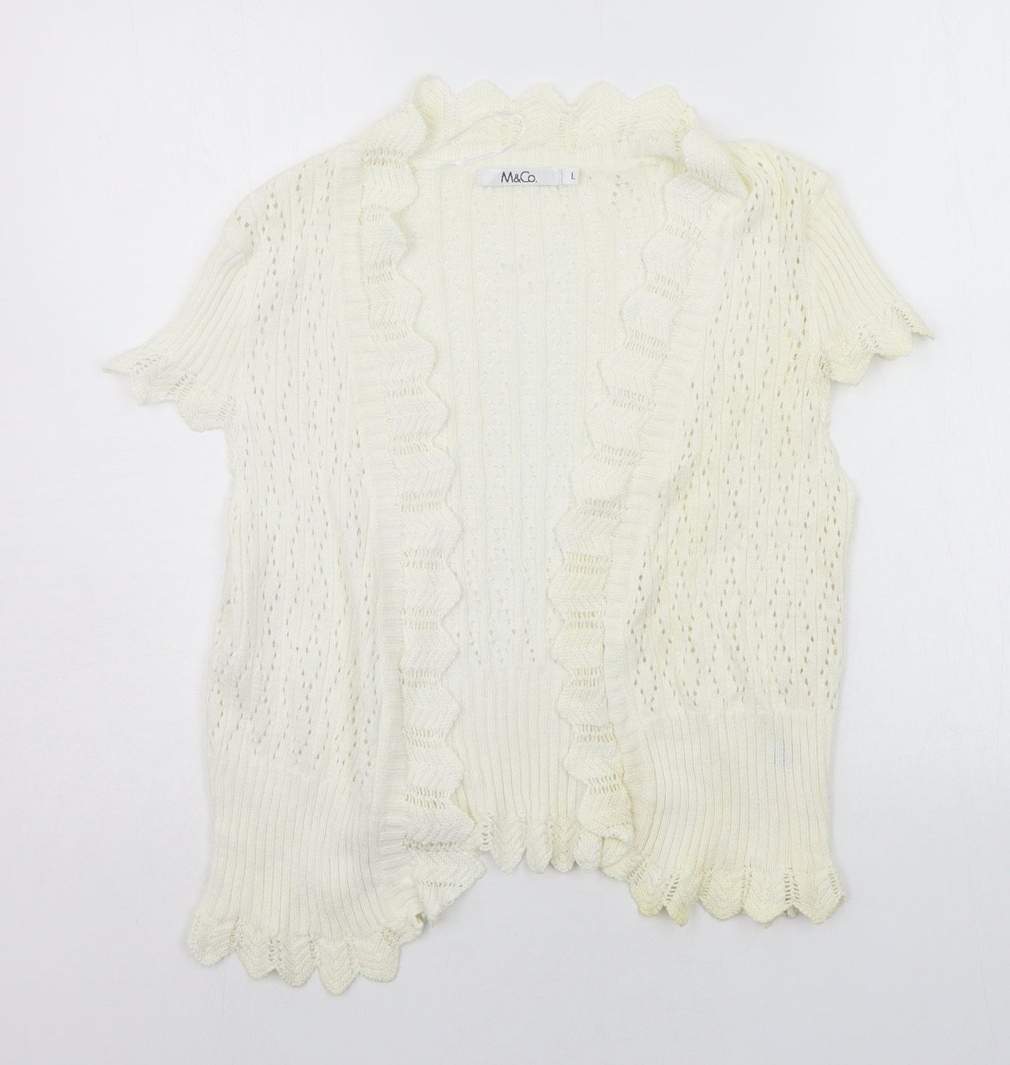 M&Co Womens White   Cardigan Jumper Size L