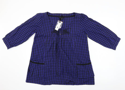 Preloved Fashion Union  Womens Blue Check  Basic Blouse Size 12 - Front