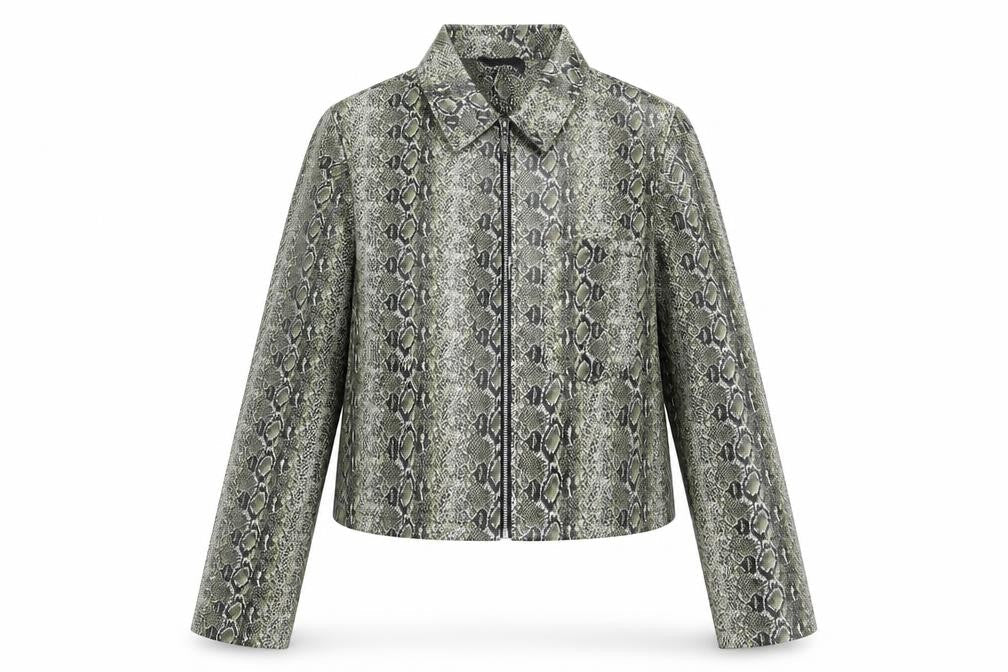 PRETTYLITTLETHING Womens Green Animal Print  Jacket Coat Size 6