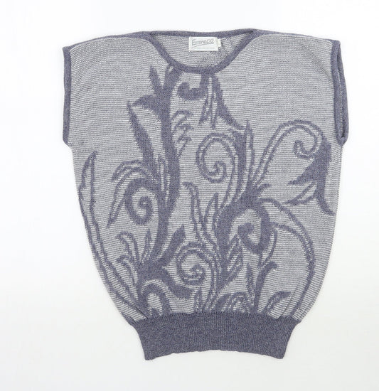 Emreco Womens Blue Floral  Pullover Jumper One Size