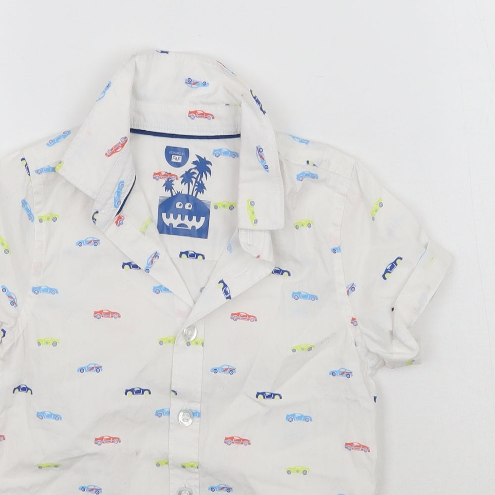 F&F Baby White Geometric  Basic Button-Up Size 12-18 Months