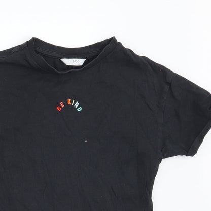 Marks & Spencer Girls Black   Basic T-Shirt Size 7-8 Years