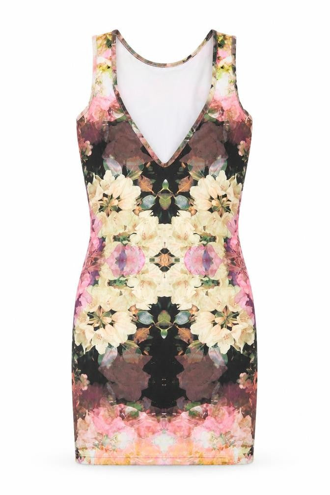 Topshop Womens Multicoloured Floral  Bodycon  Size 8