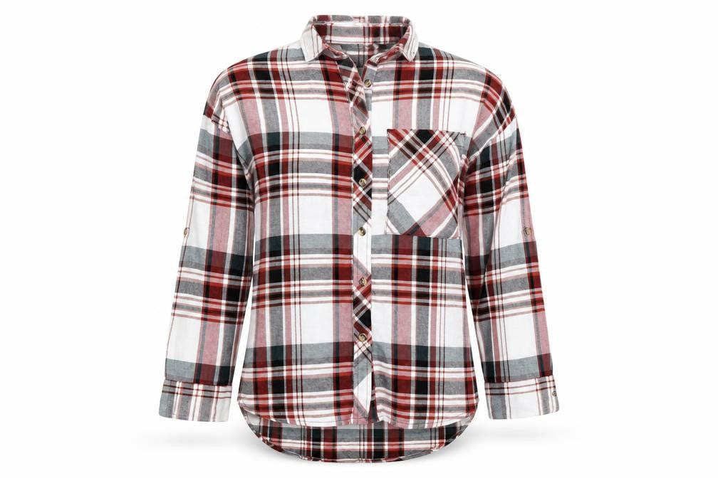Primark Womens Ivory Check  Basic Button-Up Size 6