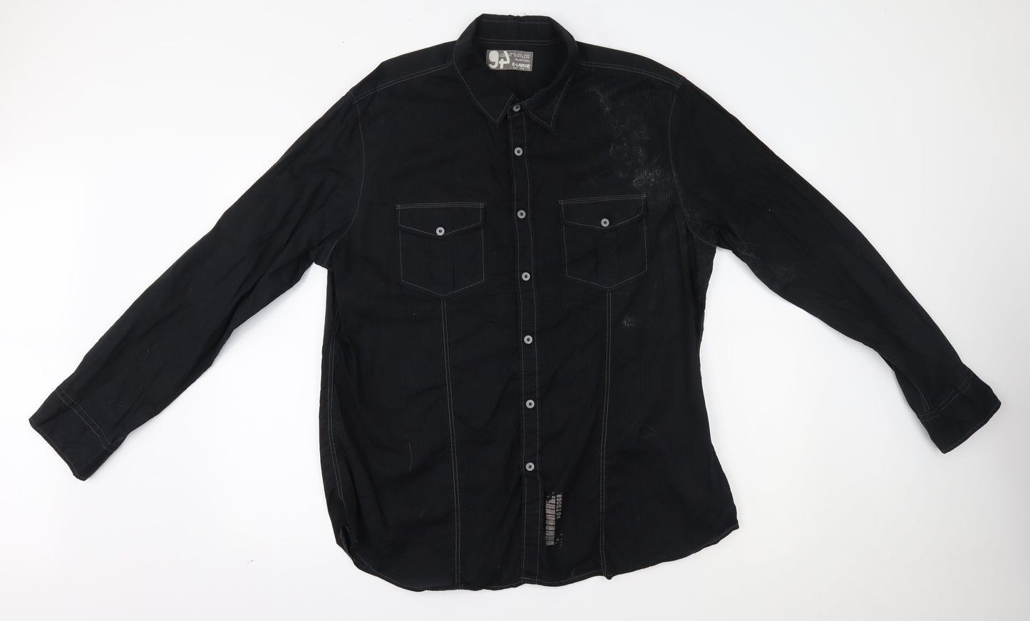 Burton Mens Black Striped   Button-Up Size XL