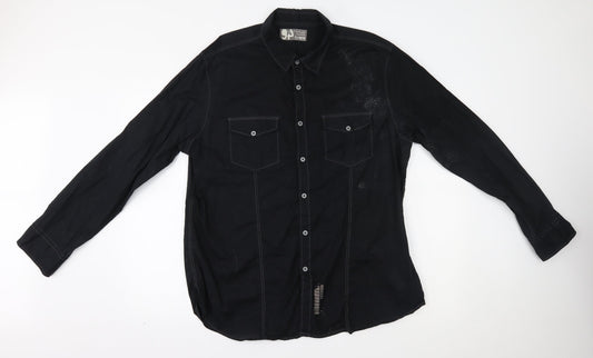 Burton Mens Black Striped   Button-Up Size XL