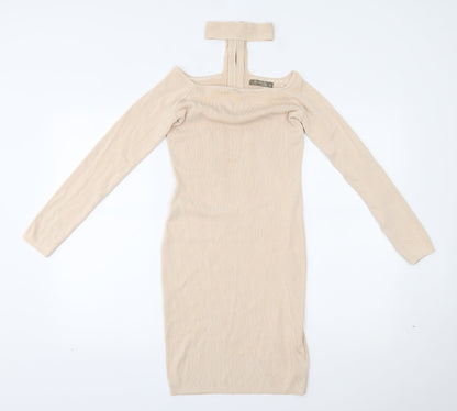 Tu Womens Beige   Bodycon  Size 12  - with collar