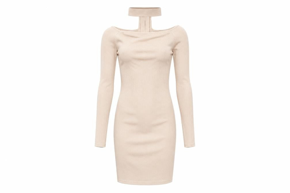 TU Womens Beige   Bodycon  Size 12  - with collar