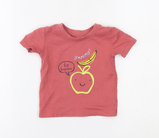 George Baby Red   Basic T-Shirt Size 3-6 Months  - banana