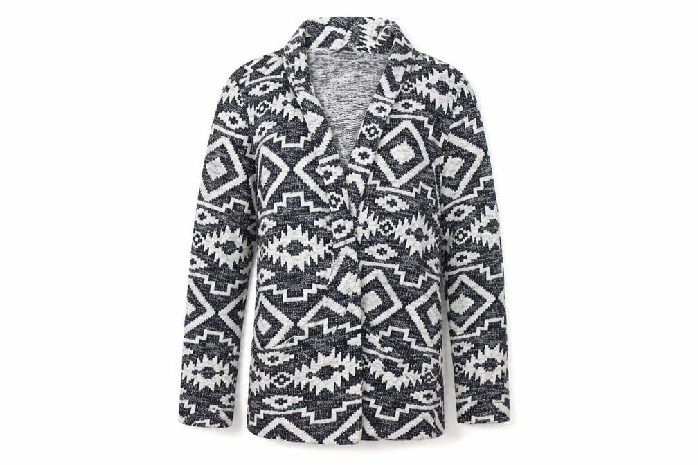George Womens Blue Geometric  Overcoat Coatigan Size 14