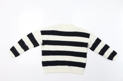 Tu Womens White Striped  Pullover Jumper Size 12