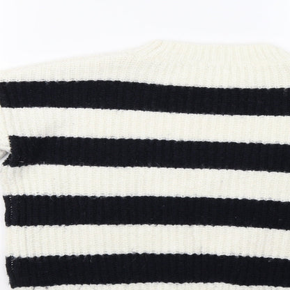 Tu Womens White Striped  Pullover Jumper Size 12