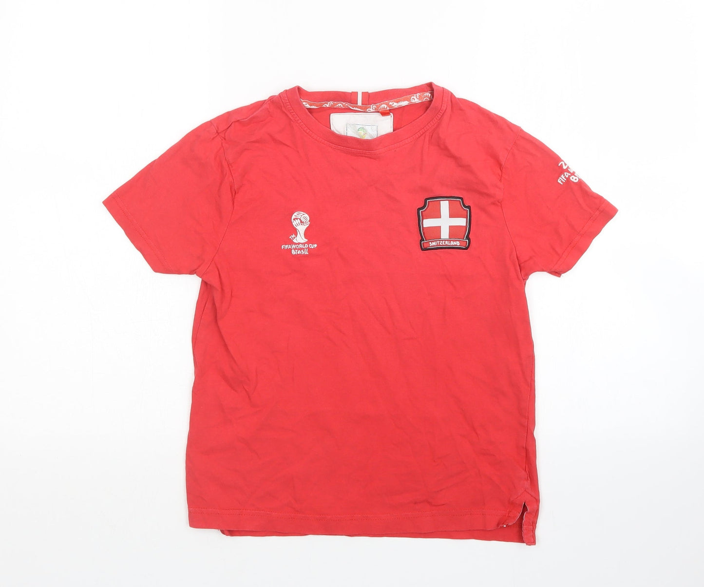 Fifa World Cup Boys Red   Basic T-Shirt Size 7-8 Years  - Switzerland