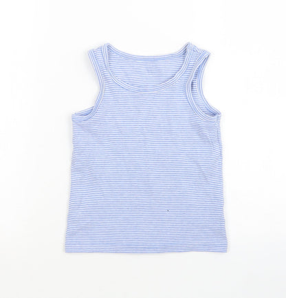 Preloved F&F Boys Blue Striped  Basic Tank Size 6-7 Years - Front