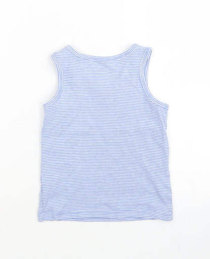 Preloved F&F Boys Blue Striped  Basic Tank Size 6-7 Years - Back