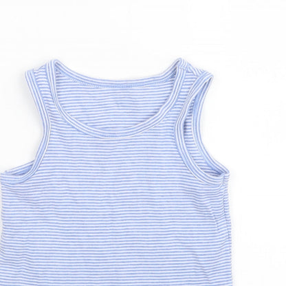 Preloved F&F Boys Blue Striped  Basic Tank Size 6-7 Years - Detail