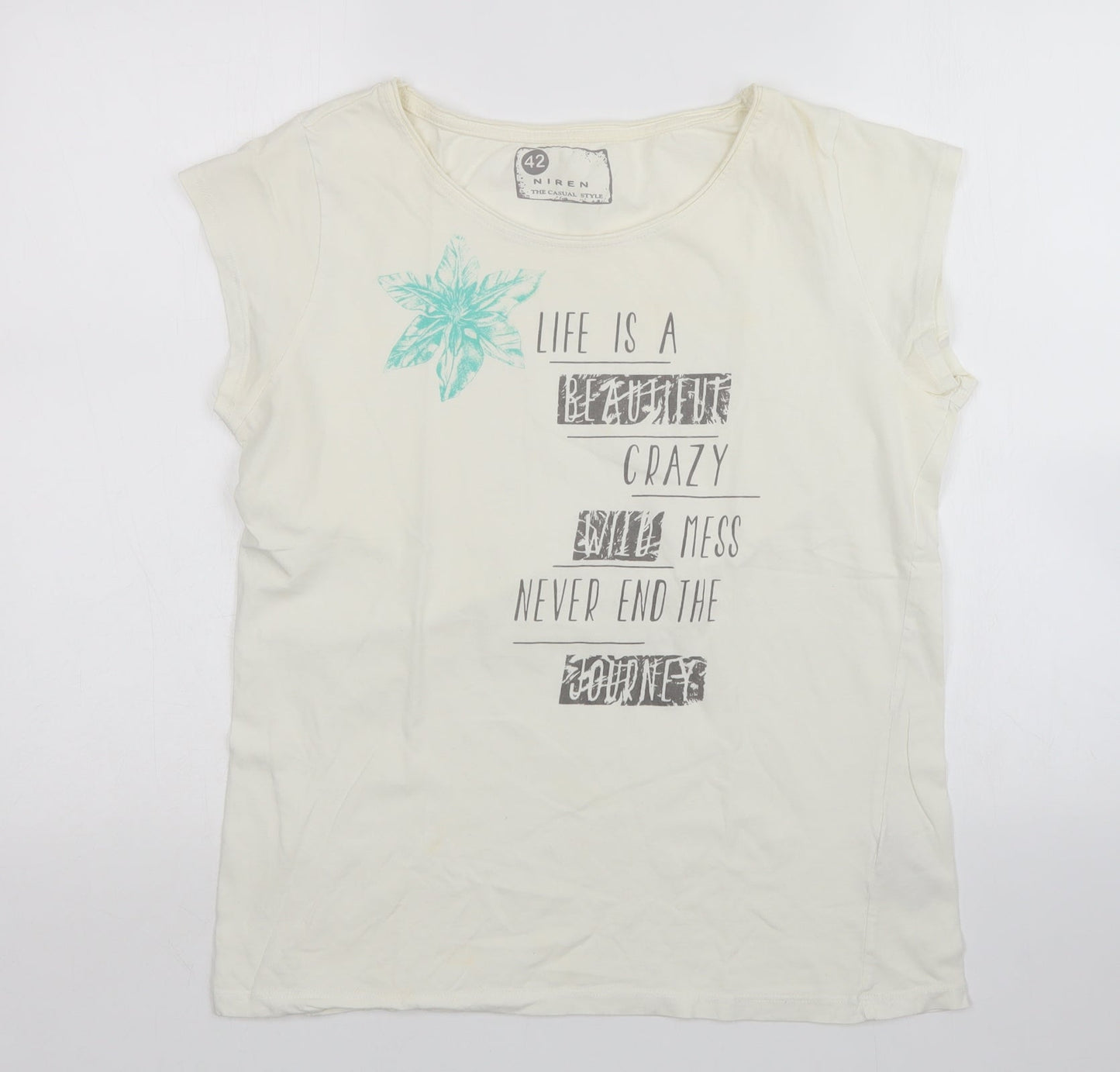 Niren Womens White   Basic T-Shirt Size 14