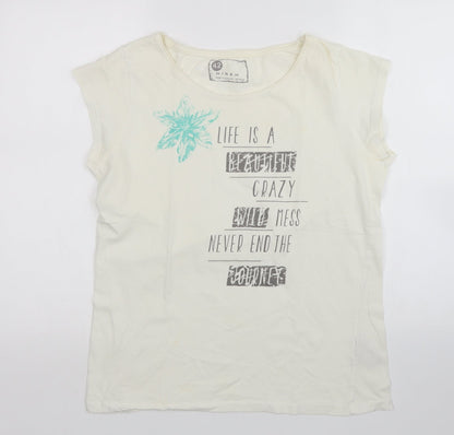Niren Womens White   Basic T-Shirt Size 14