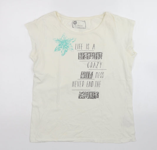 Niren Womens White   Basic T-Shirt Size 14