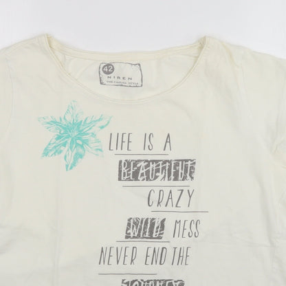 Niren Womens White   Basic T-Shirt Size 14