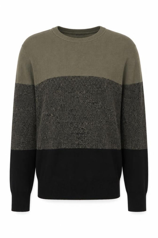 H&M Mens Green Striped  Pullover Jumper Size L