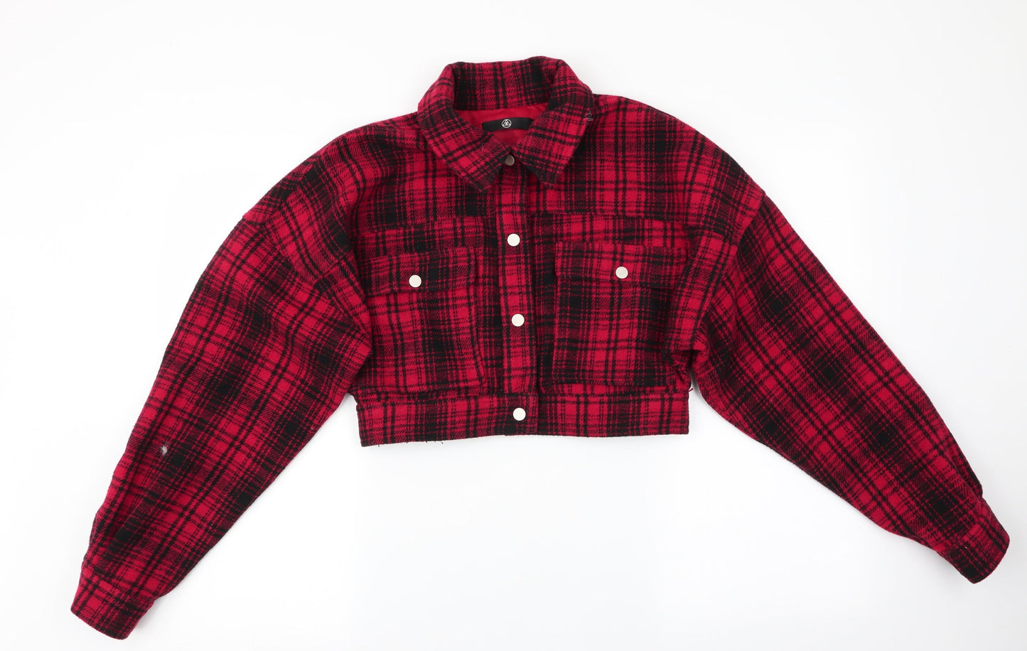 Missguided Womens Red Check  Bomber Jacket Coat Size 4