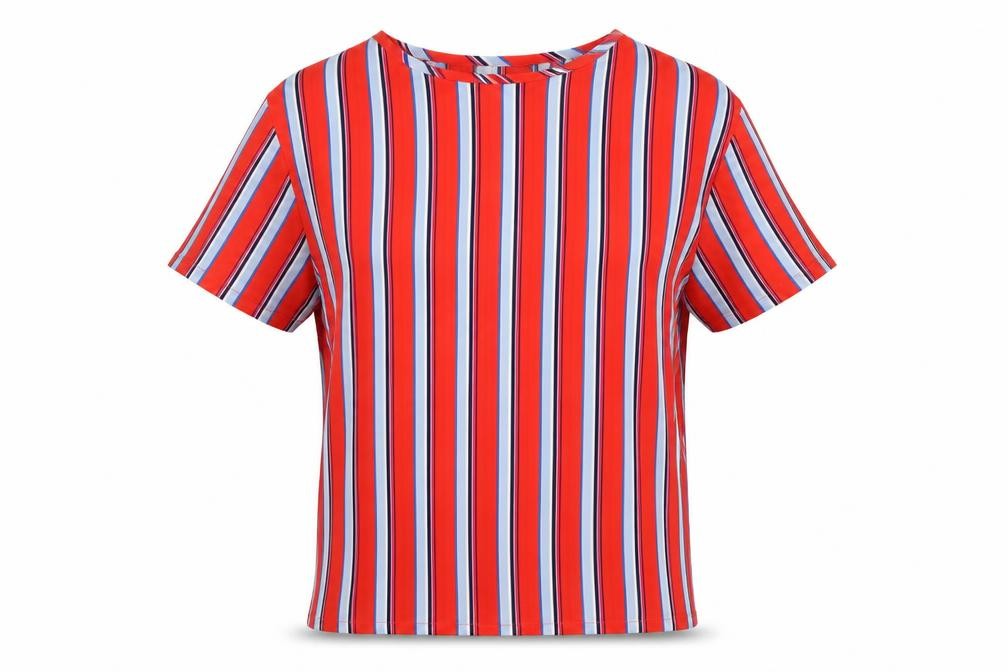 DIFFUSE Womens Multicoloured Striped  Basic T-Shirt Size 10