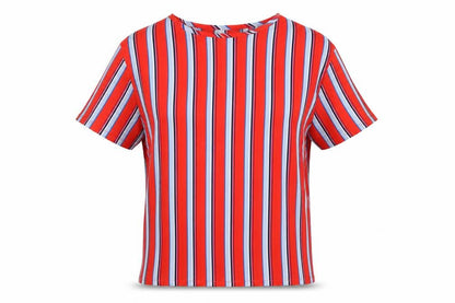 DIFFUSE Womens Multicoloured Striped  Basic T-Shirt Size 10