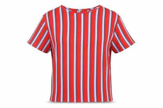 DIFFUSE Womens Multicoloured Striped  Basic T-Shirt Size 10