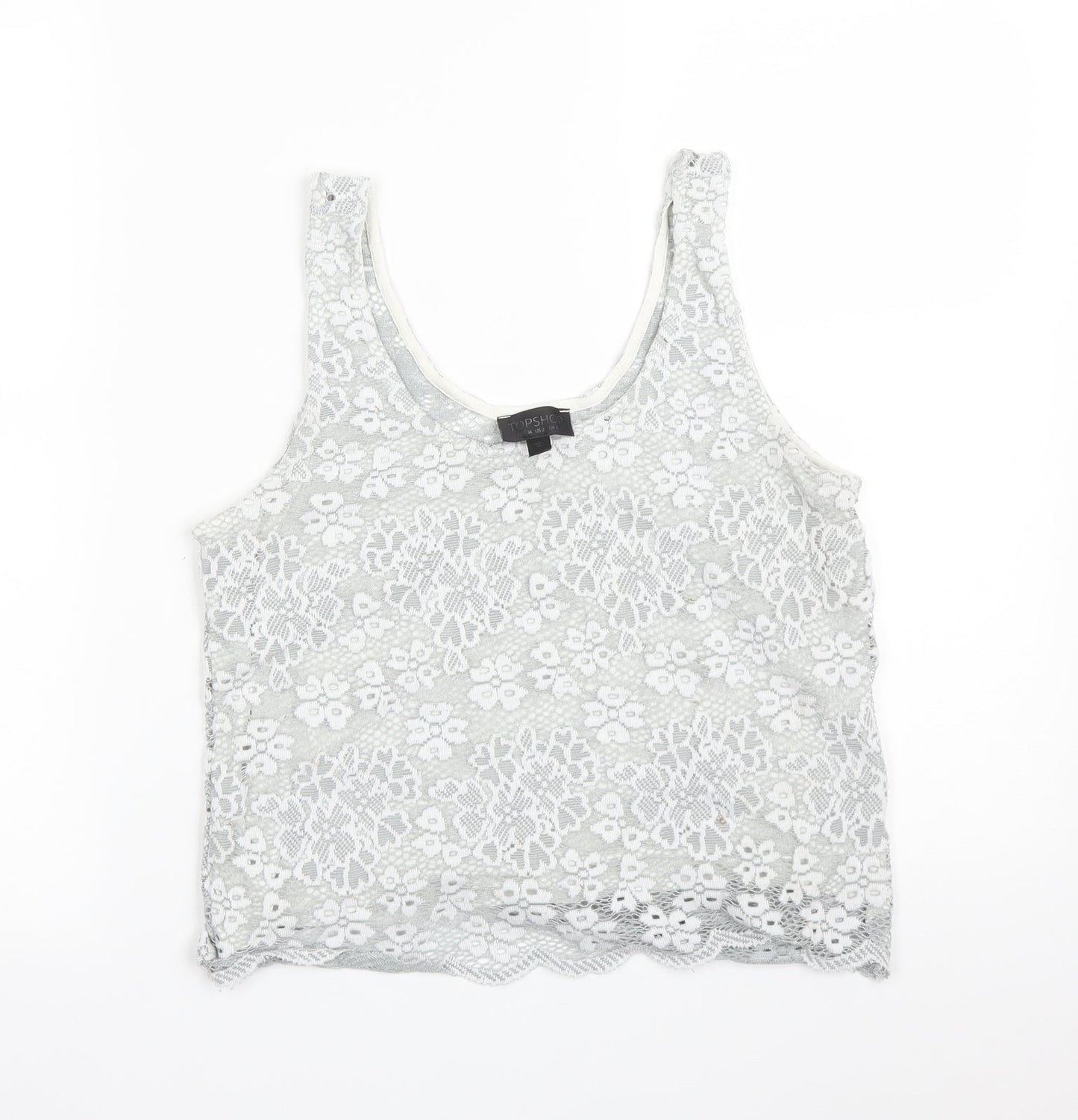 Topshop Womens Grey Floral  Basic T-Shirt Size 6