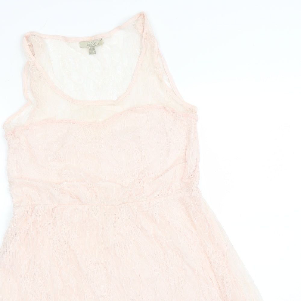 Zara Womens Pink Floral  A-Line  Size M