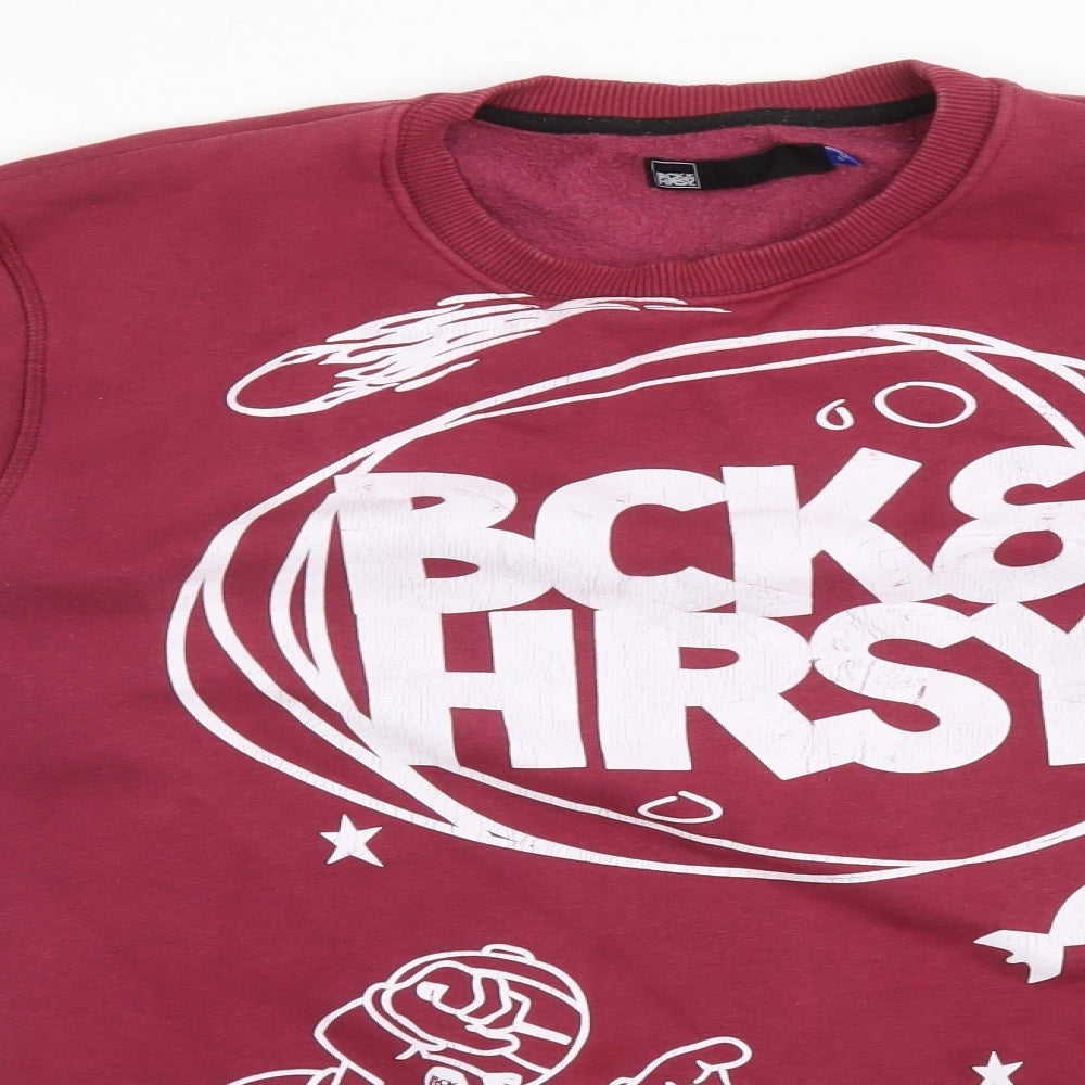 BCK&HRSY Mens Red   Pullover Sweatshirt Size M  - SPACE