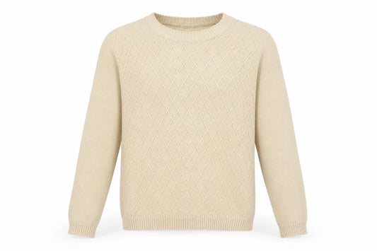 BM Womens Beige Argyle/Diamond  Pullover Sweatshirt Size M