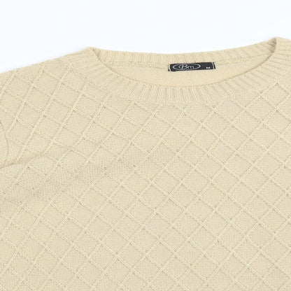 Bonmarché Womens Beige Argyle/Diamond  Pullover Sweatshirt Size M