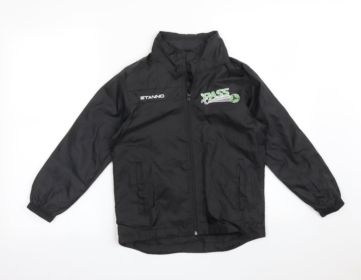 Stanno Boys Black   Overcoat Coat Size 8 Years