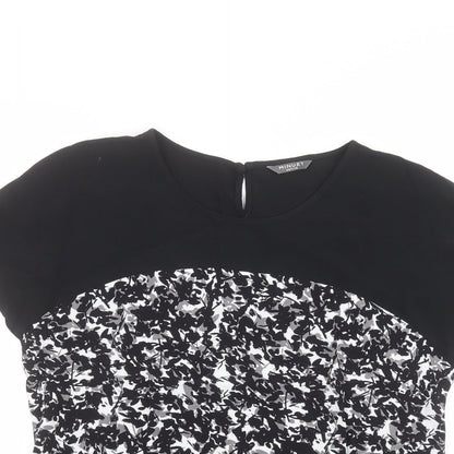 minuet Womens Black Floral  Basic T-Shirt Size 10