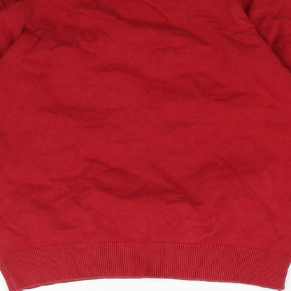 Preloved F&F Boys Red  Knit Pullover Jumper Size 7-8 Years  - School Dinosaur - Label