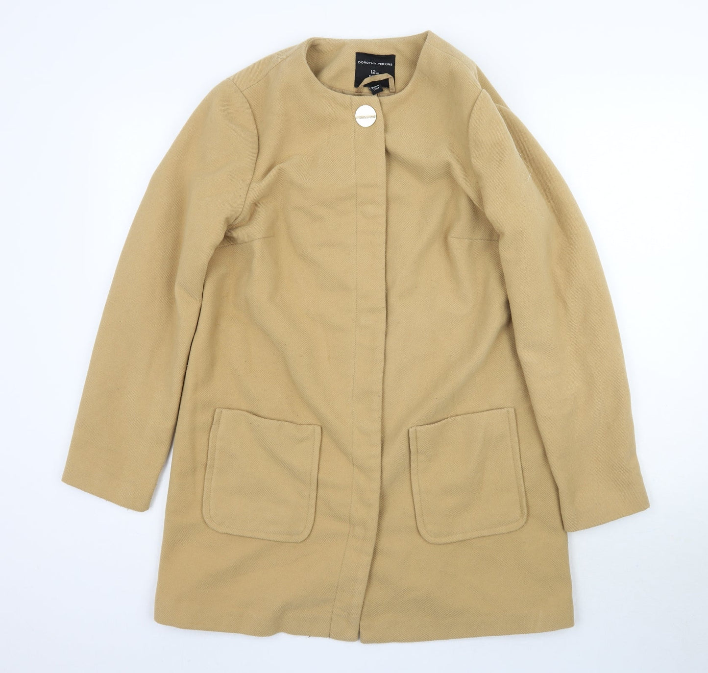 Dorothy Perkins Womens Beige   Overcoat Coat Size 12