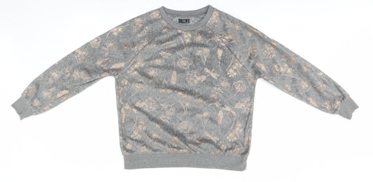 F&F Womens Grey Floral  Pullover Jumper Size S