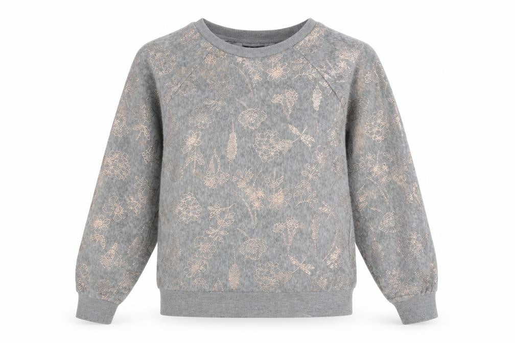 F&F Womens Grey Floral  Pullover Jumper Size S