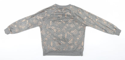 F&F Womens Grey Floral  Pullover Jumper Size S